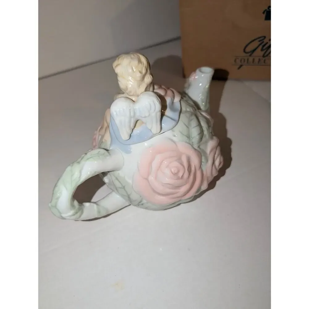 Vintage Beautiful AVON Cherub Angel Mug Roses Teapot Blue Pink Green